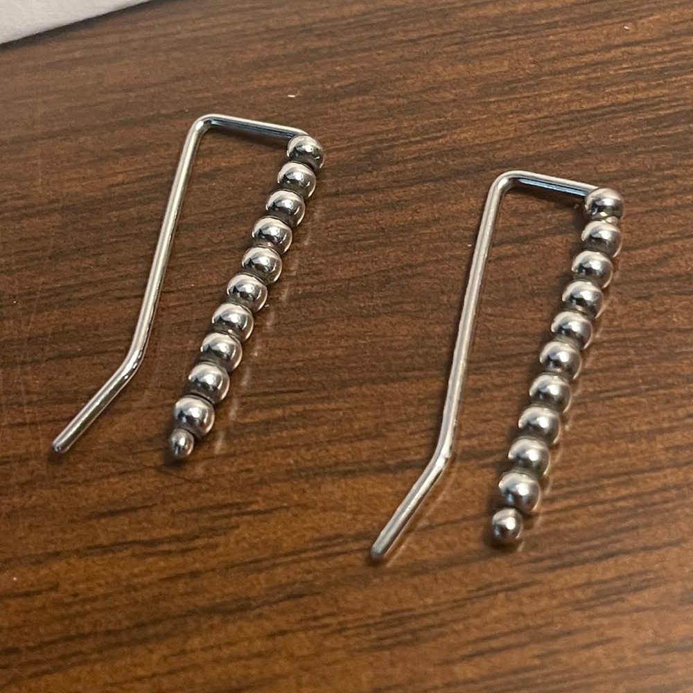 Sterling silver bead ear climber earrings